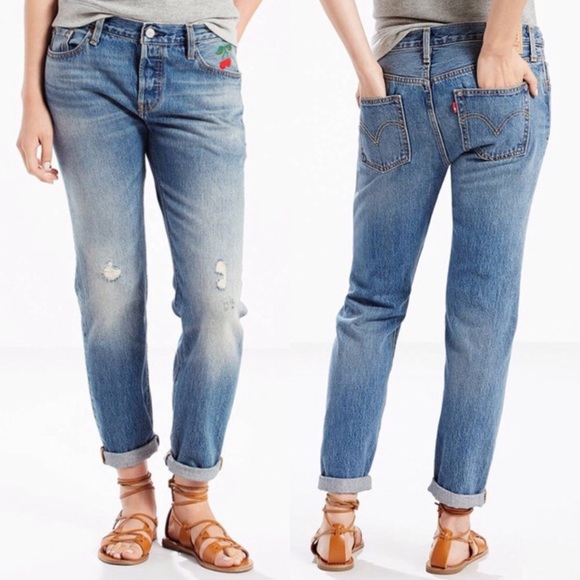 Levi's Denim - 🍒Levi 501 cherry vintage wash boyfriend jean